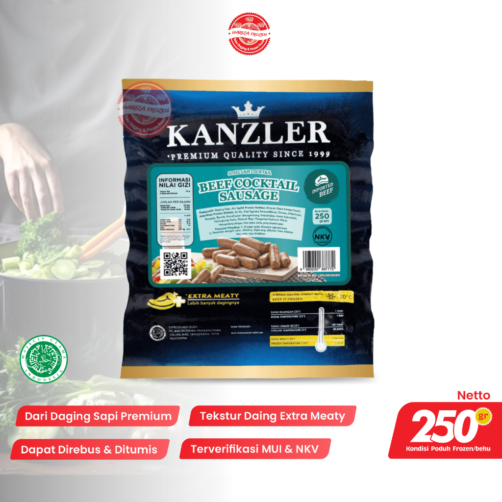 

Kanzler Sosis Beef Cocktail 250gr Frozen Food Halal & Higienis