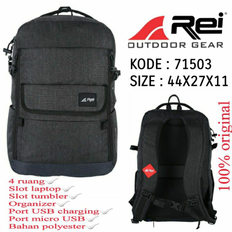 Tas Ransel Sekolah Original Rei 71503 Warna Hitam | Tas Rei Original Murah