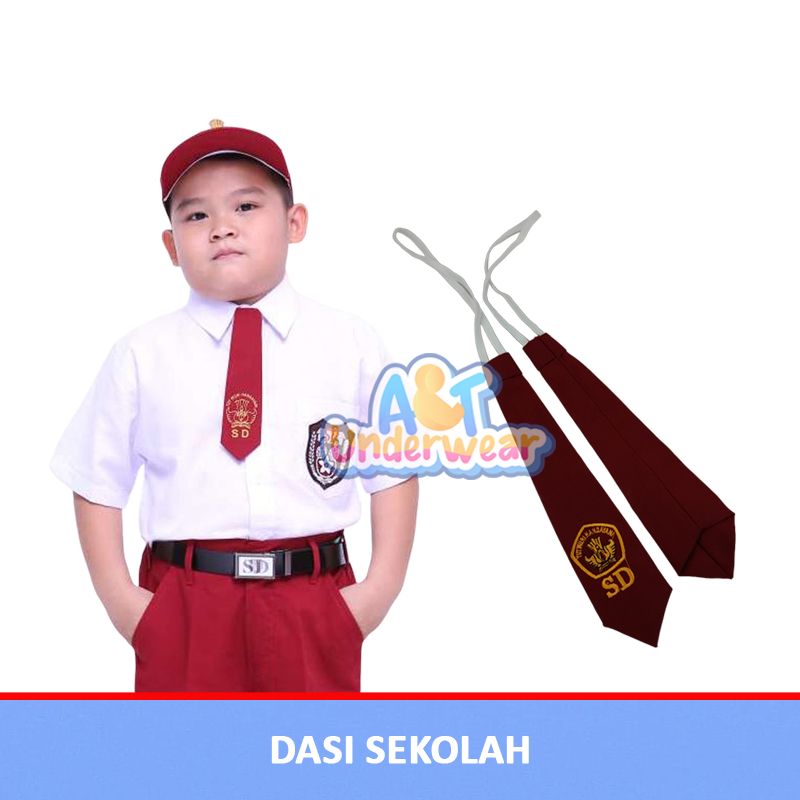 N341-2PCS Dasi Sekolah Motif Bordir Bahan Famatex/Dasi Sekolah SD SMP SMA