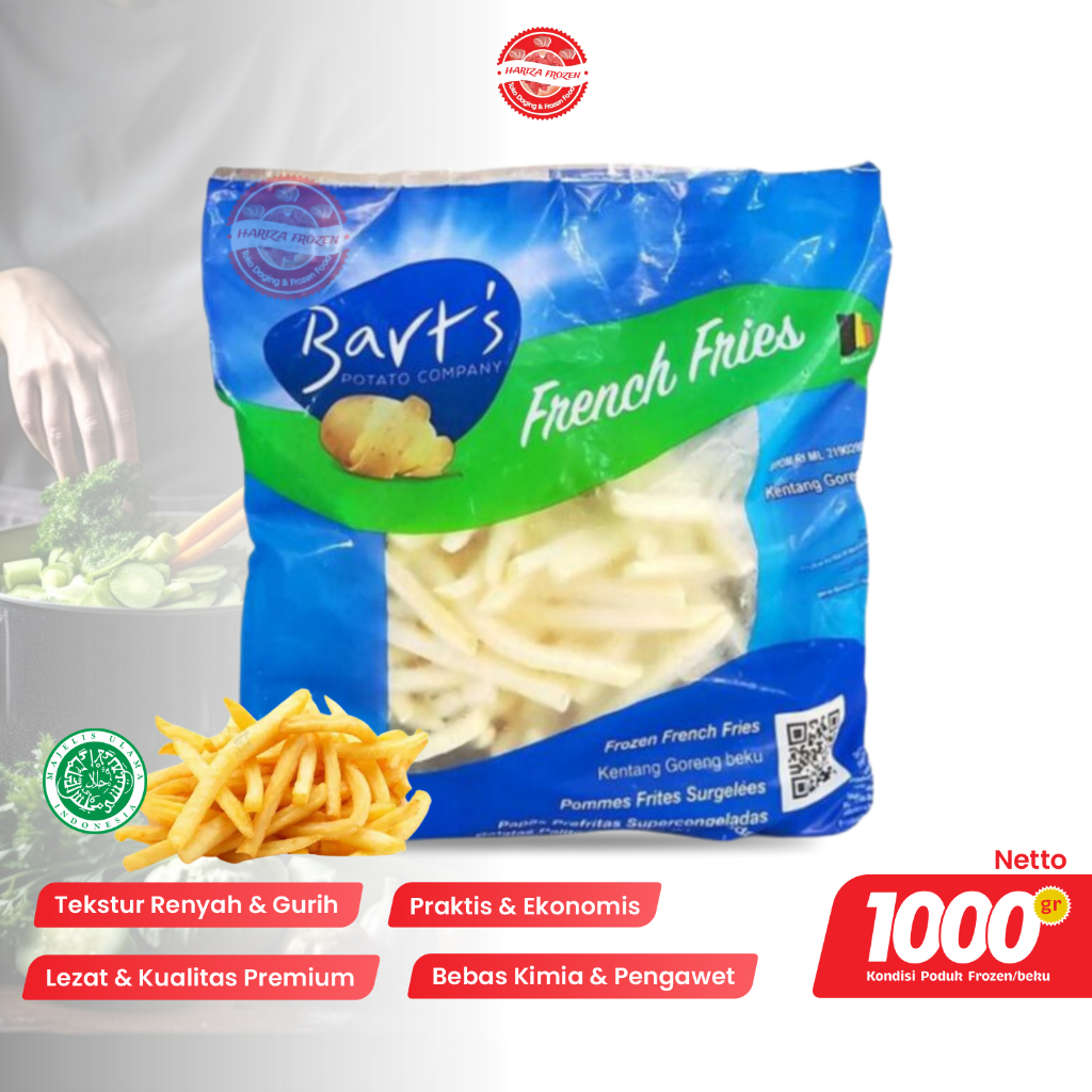 

Kentang Goreng Frozen Bart's Kemasan 1 Kg Frozen Food Halal & Higienis