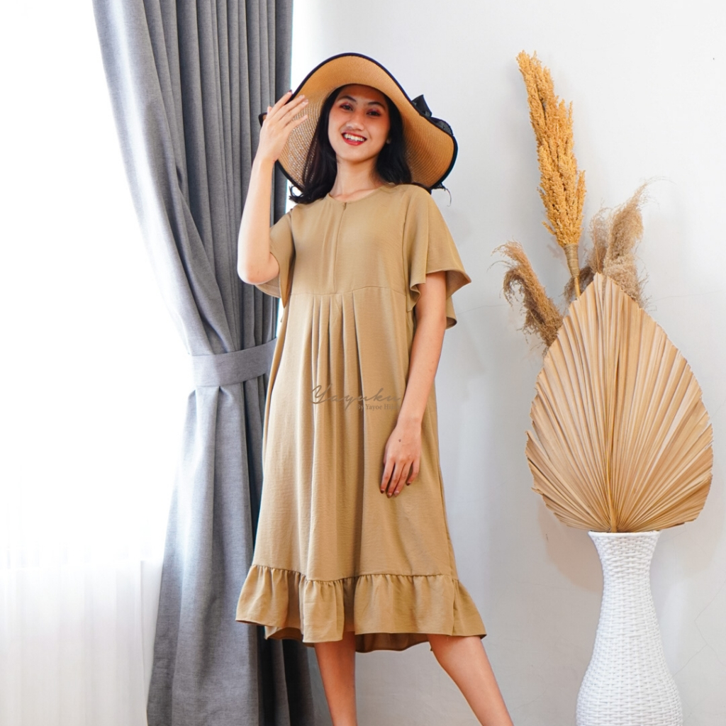 Kemala Homedress Airflow Cinckle Wanita Polos Ironless Yayuku by Yayoe Hijab