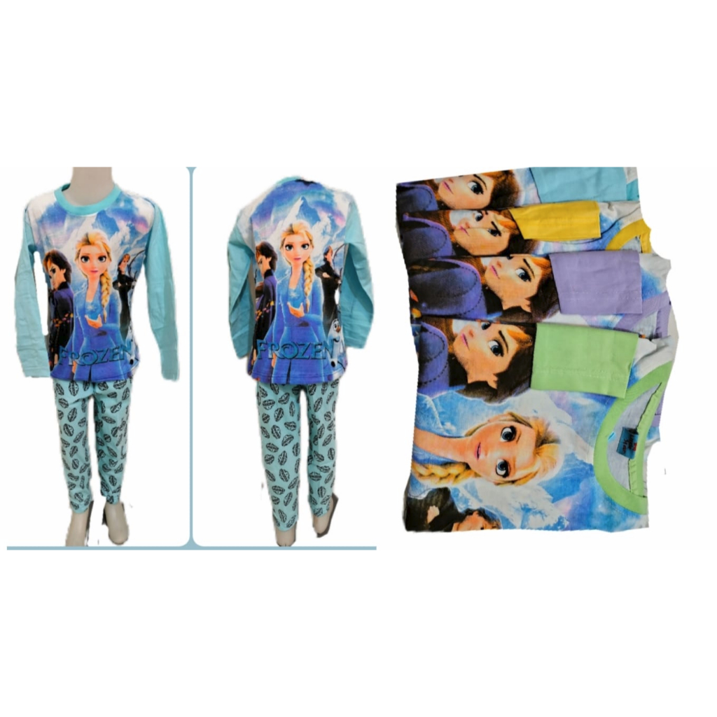 Piyama Anak Cewek Motif Frozen Fullprint - Baju Tidur Anak Perempuan - Baju tidur Frozen Elsa Fullpr