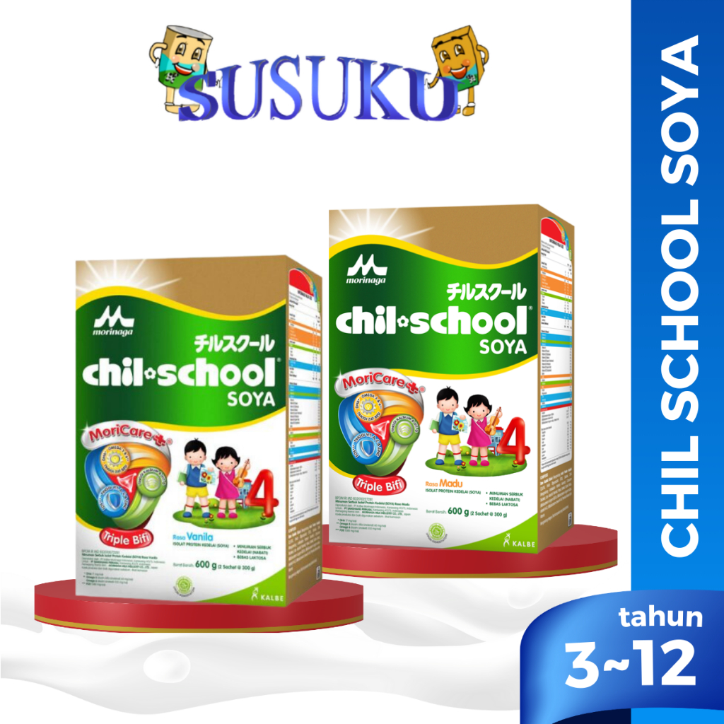 

Morinaga Chil School Soya Susu Pertumbuhan Anak 3-12 tahun Rasa Vanila/Madu 600gr