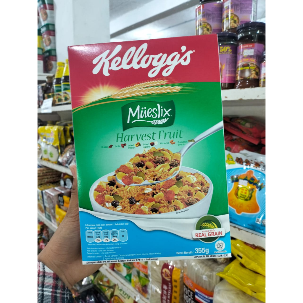 

kelloggs harvest fruits muesli 375g impor thailand