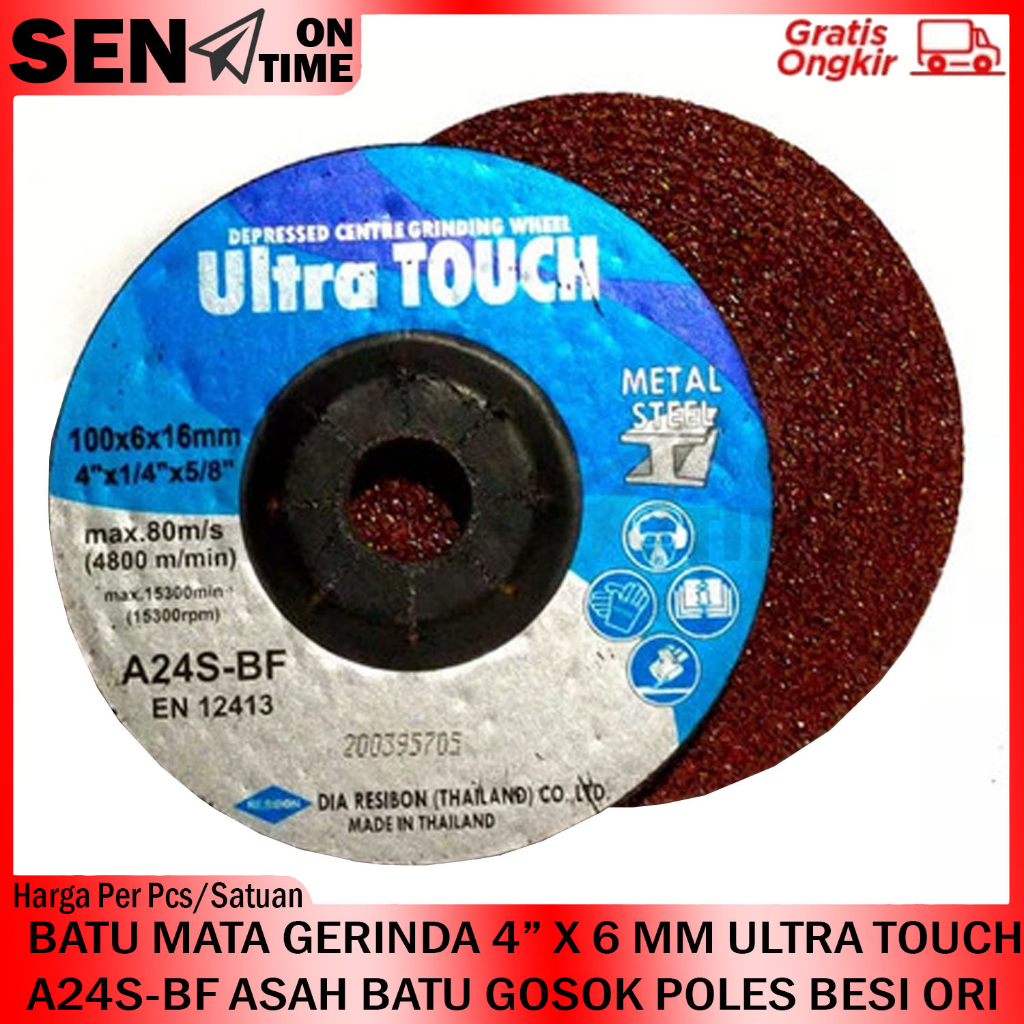 Batu Gerinda Poles 4"x6mm Mata Grinda Ultra Touch A24s-Bf Asah Gosok Besi Grinding Wheel Resiboon Me
