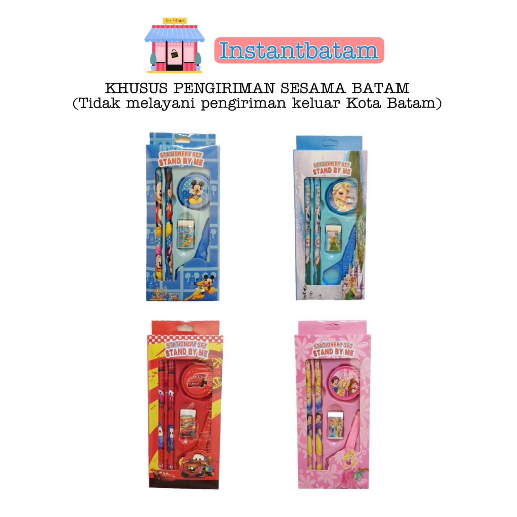 

214 Set Alat tulis Anak Karakter Sekolah Pensil Penggaris Gunting ATK Lucu 9 in 1