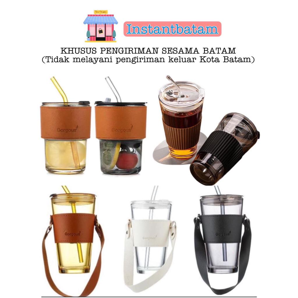 263 Botol Kaca 2 In 1 / Tumbler Gelas Kaca / Botol Minuman BPA FREE