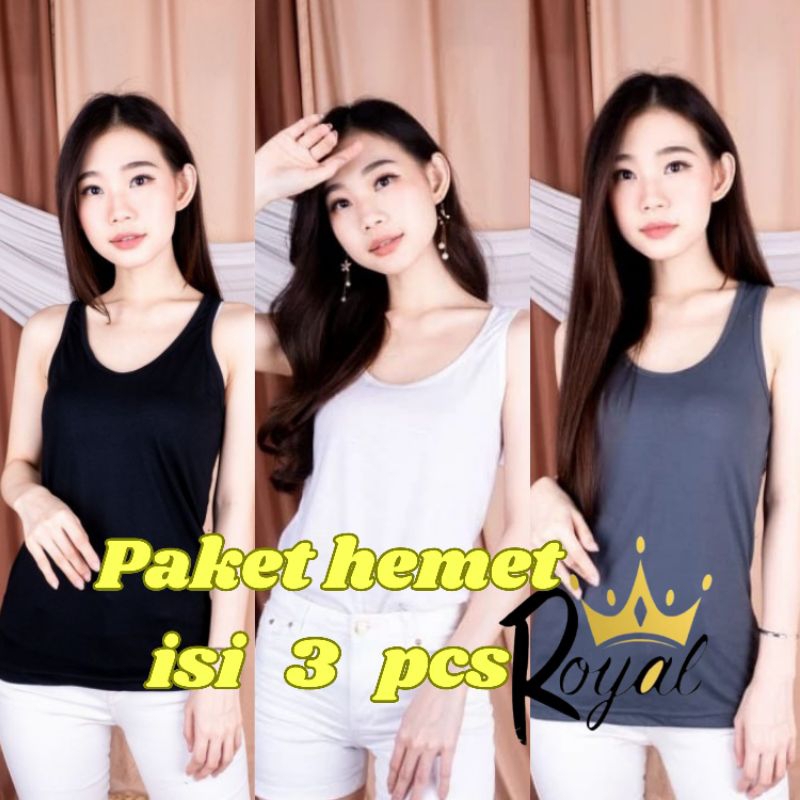 PAKET HEMAT ISI 3 PCS Singlet Wanita Premium / Tank Top Tali Besar / Tangtop / Dalaman Wanita