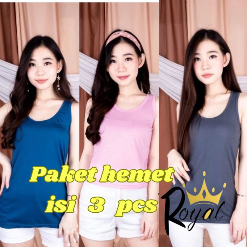 PAKET HEMAT ISI 3 PCS Singlet Wanita Premium / Tank Top Tali Besar / Tangtop / Dalaman Wanita