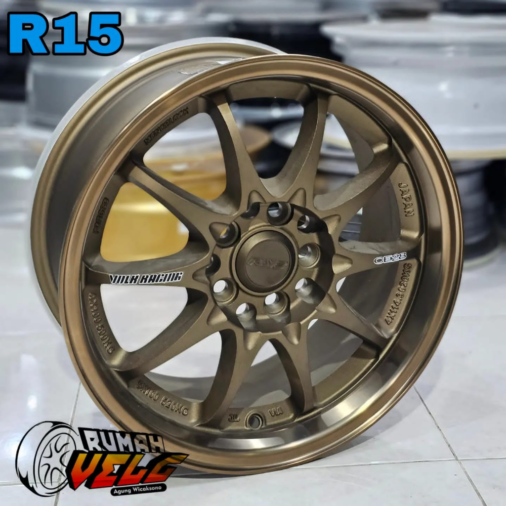 R15 Ce28 Pcd.5-100/ 114.3 (BRONZE) VELG RACING MOBIL