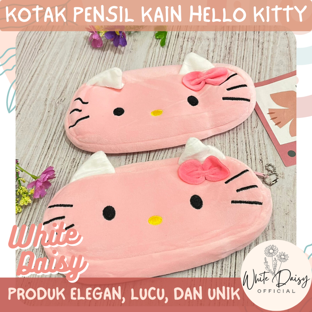 

Kotak pensil kain kitty pouch premium tempat pensil lucu hello pinky