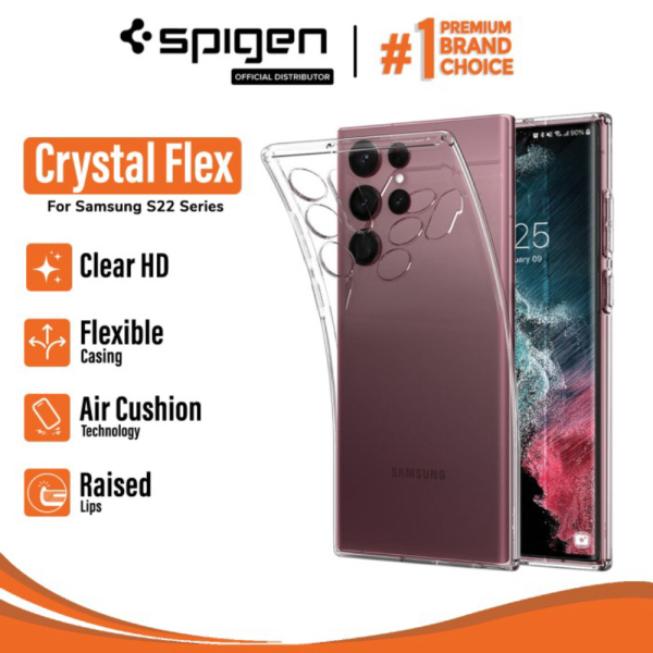 Jual Case Samsung Galaxy S22 Ultra Plus Spigen Crystal Flex Clear Casing - S22 Crystal Clear Limited