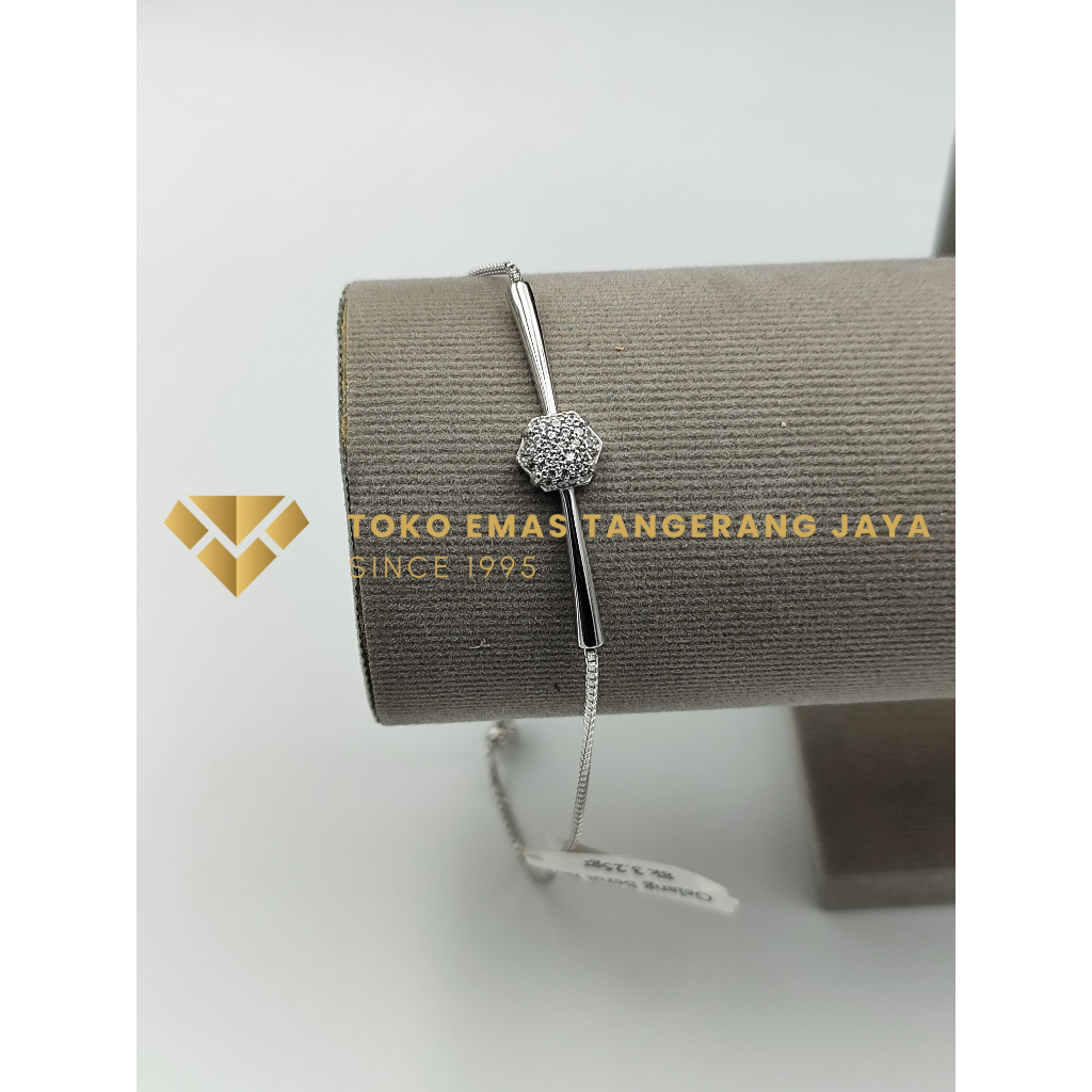 Gelang Emas Putih Serut Bola 8K