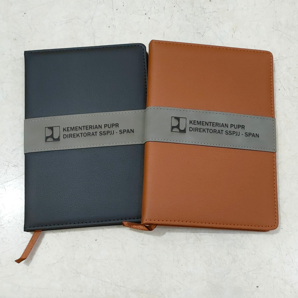 

NoteBook {HS-AK06GD} Free Nama +Box | Agenda Kerja Kulit A5 tanpa Binder | Notebook Gift Souvenir