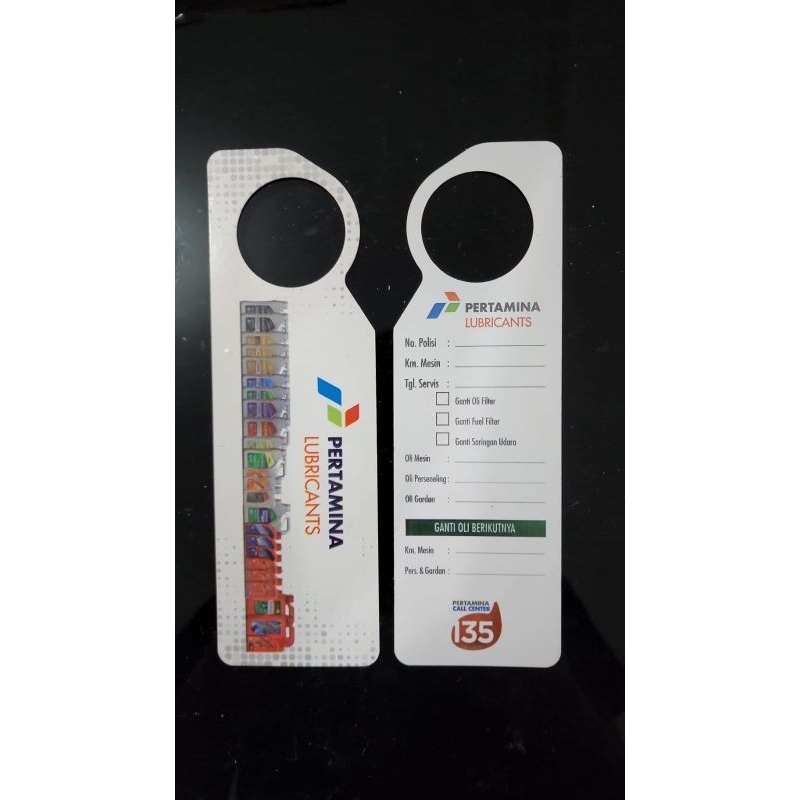 TAG LABEL GANTI OLI MOBIL/ PENGINGAT GANTI OLI PERTAMINA ORIGINAL