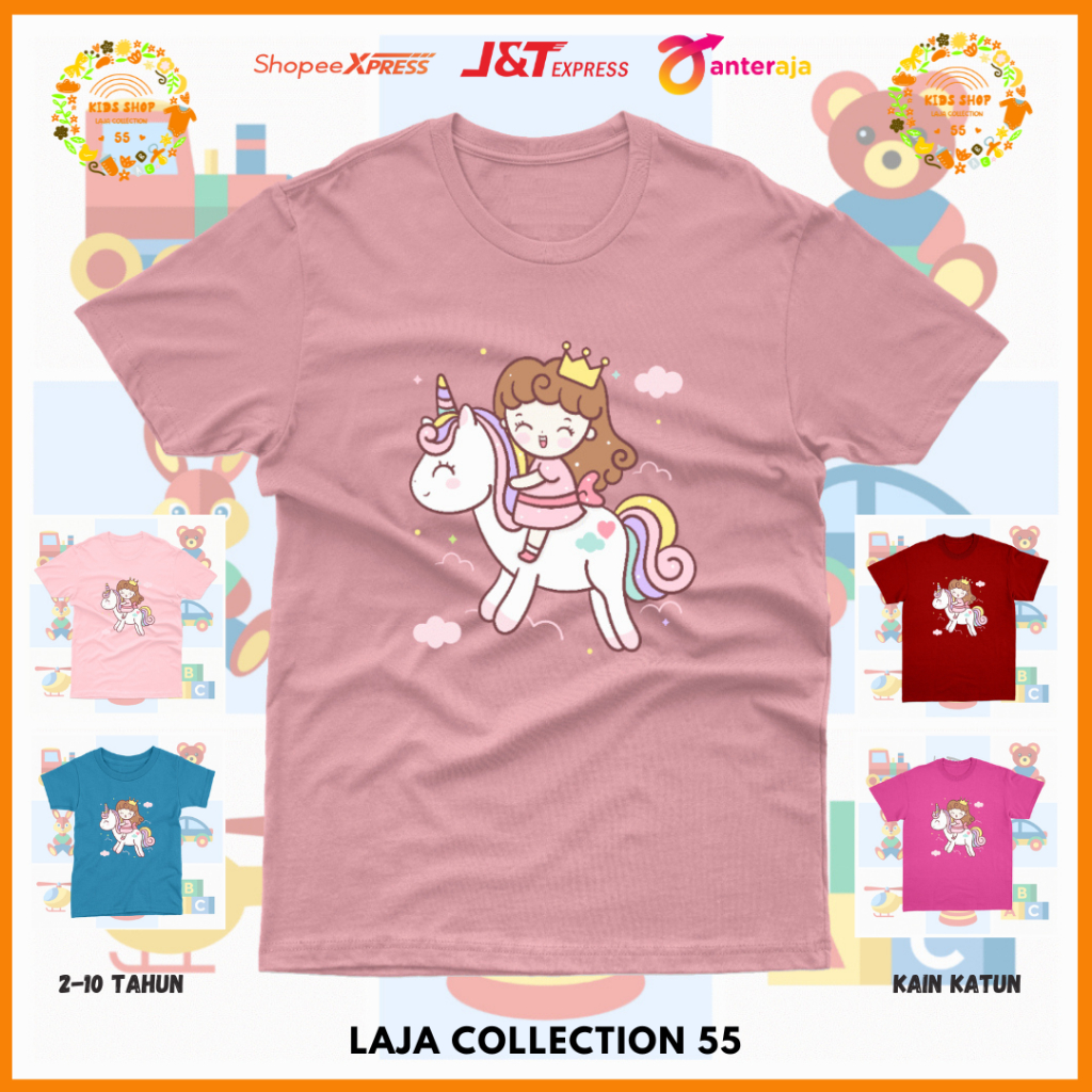 Kaos Anak Princess Unicron Umur 2-10 Tahun Unisex Katun / Baju Anak Cewek / kaos Anak Perempuan / Ba