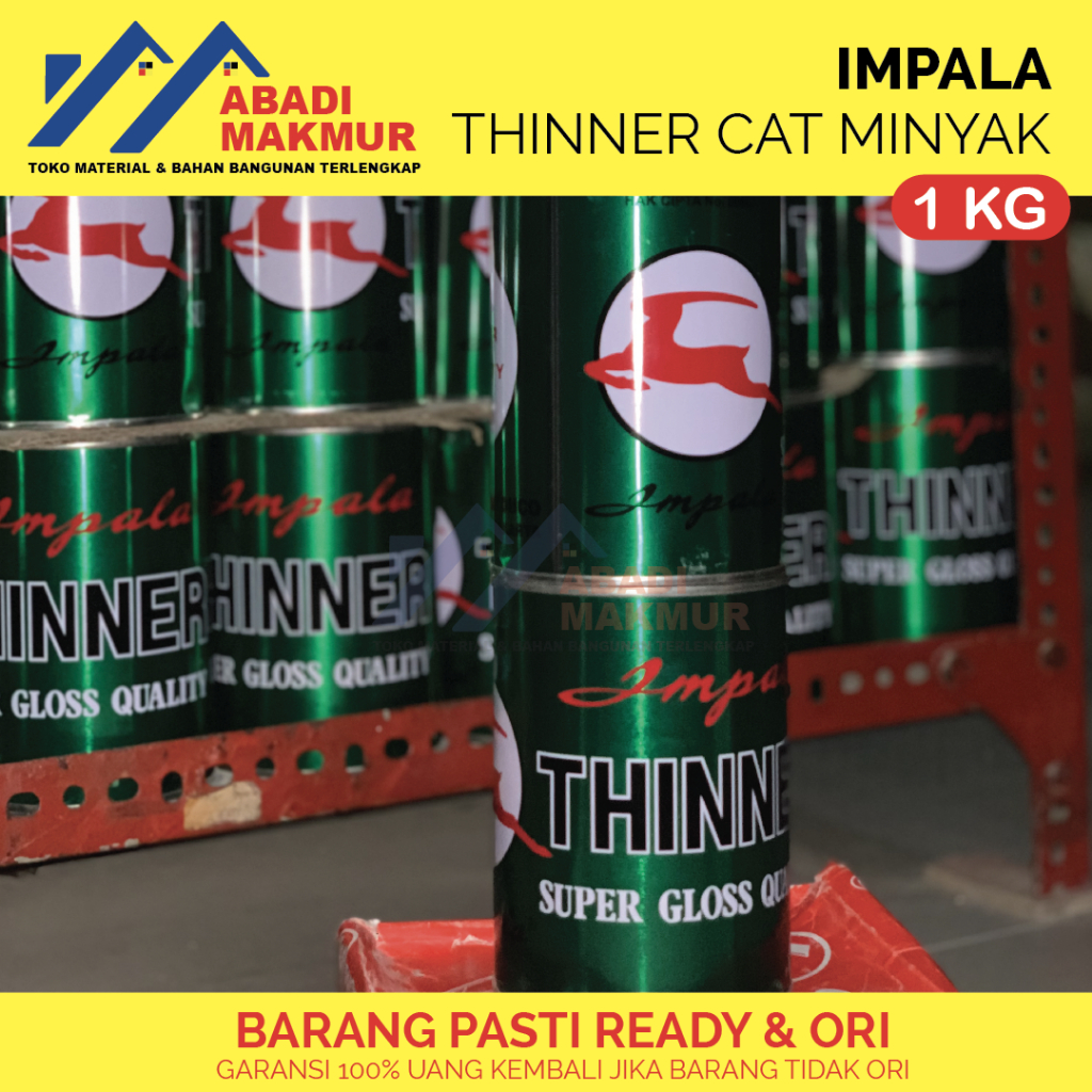

Thinner Impala Pengencer Cat Minyak Kayu Besi Glossy 1 Liter (GALON)
