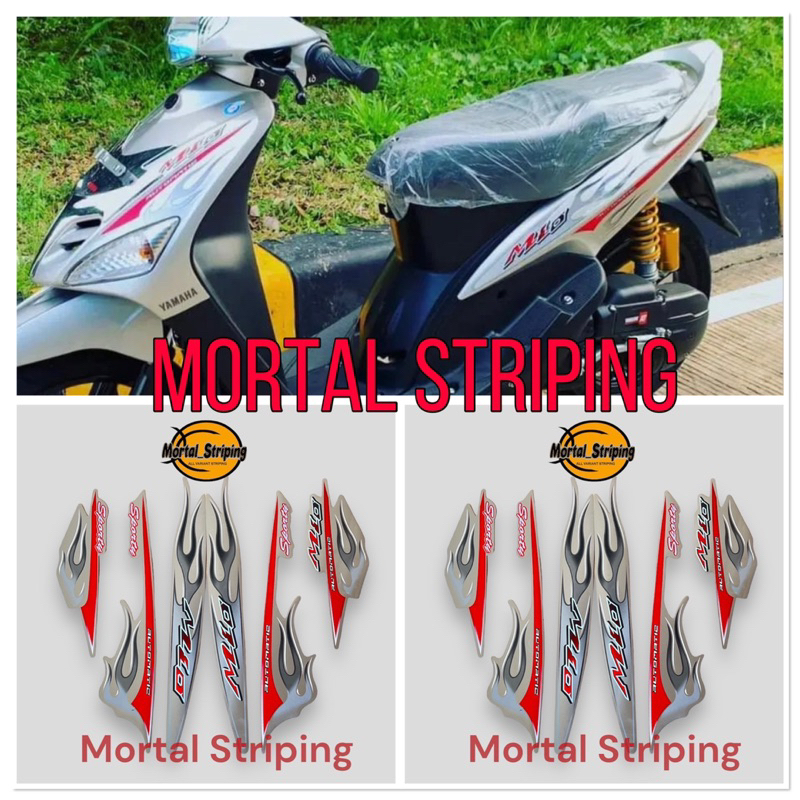 STICKER STRIPING FULL SET LIS YAMAHA MIO SPORTY TAHUN 2006 2007 API SILVER