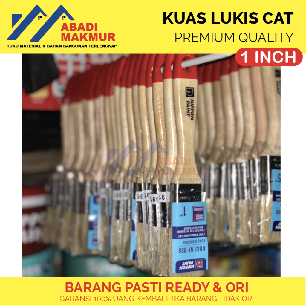 

Kuas Serbaguna Nippon Paint NP 888 Gagang Kayu / Kuas Lukis / Kuas Cat Premium