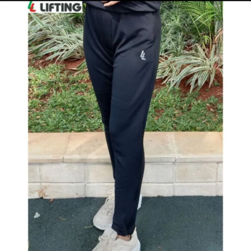 Celana Training Lifting Hitam Panjang Drifit / Slimfit