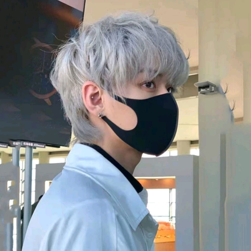 Wig Rambut Palsu Pria Rambut Lurus Pendek Gaya Korea Warna Grey