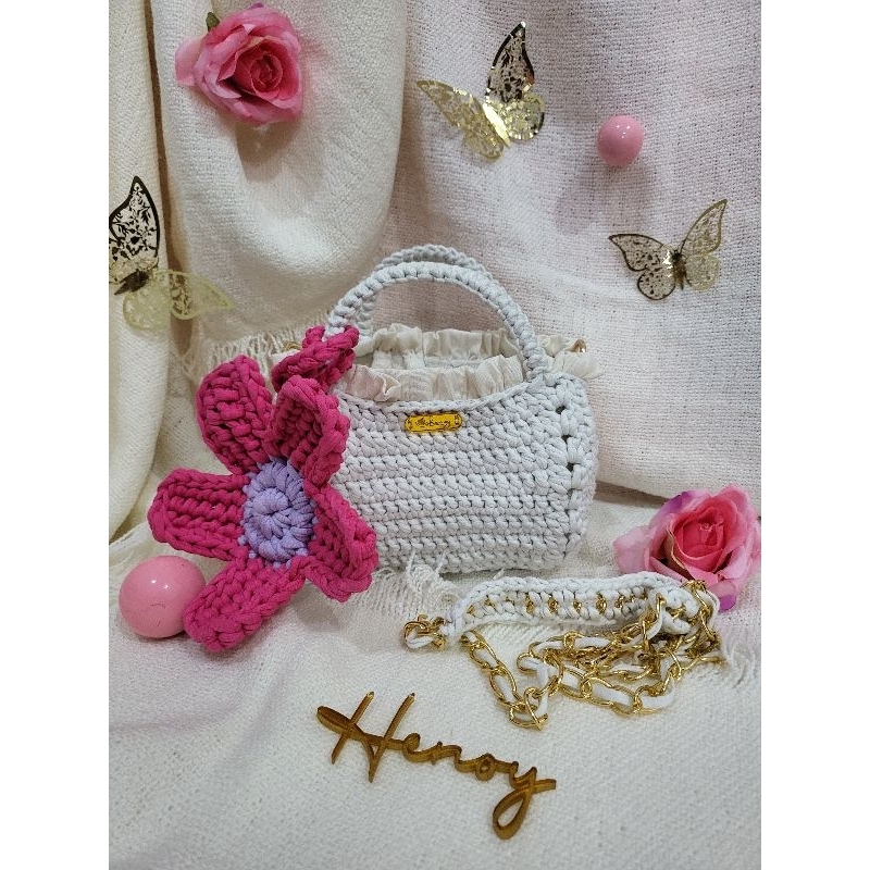 FLO BAG, Tas rajut cantik, crochet bag  daisy bag, daisy crochet
