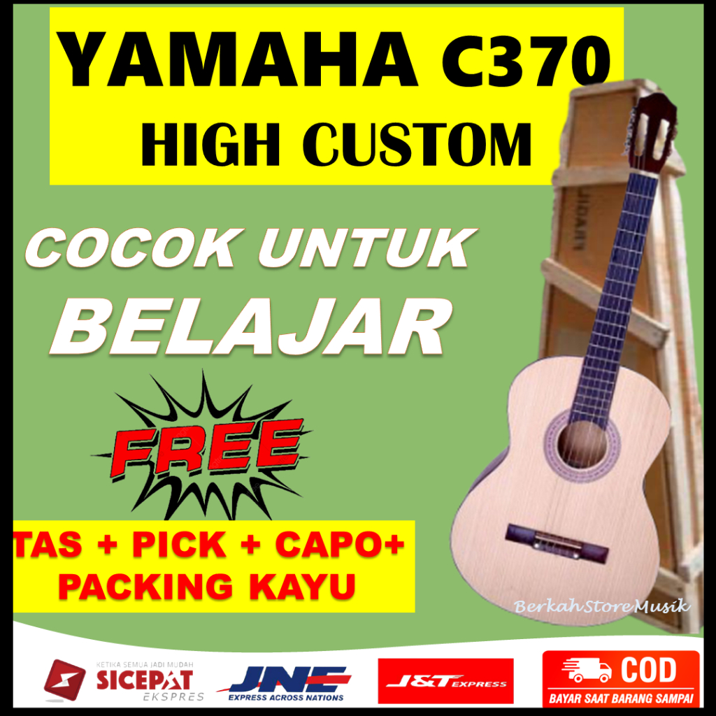 Gitar Akustik Yamaha C370 Custom Classic Nilon Nylon untuk Pemula