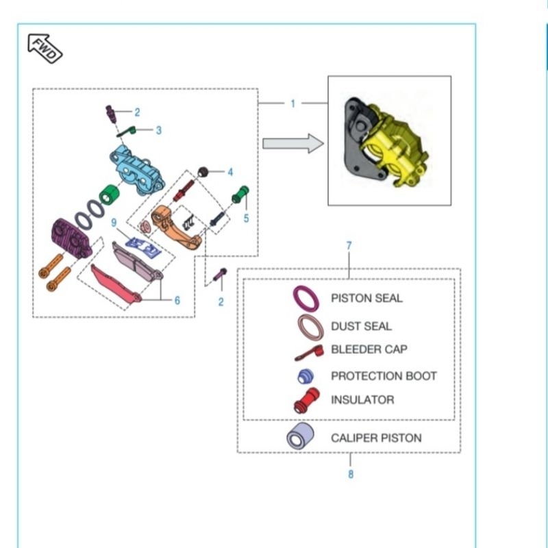 SEAL KALIPER CALIPER MASTER REM BELAKANG KTM DUKE RC ADVENTURE 200 250 390