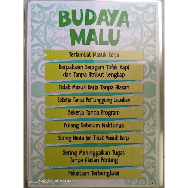 (191) POSTER BUDAYA MALU