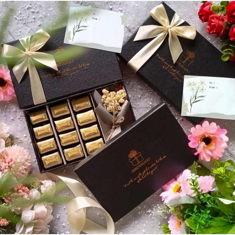 SAFIYA HAMPERS COKLAT BOX DELFI TREASURE ALMOND BOX PREMIUM KADO ULTAH