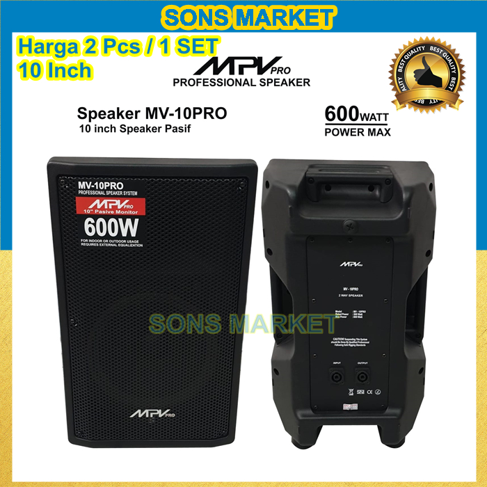 SPEAKER PASIF MPV MV-10PRO 10 Inch 10in ORIGINAL 2 Pcs FULL RAM 1 SET