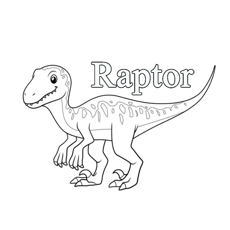 

Buku / lembar kertas mewarnai gambar dinosaurus raptor