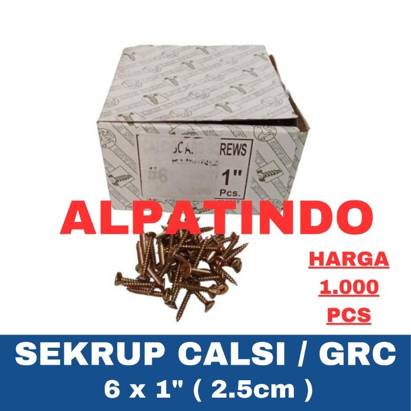 Sekrup GRC Kuning 2.5cm / Sekrup Kalsiboard 6 x 1" / Sekrup Calsiboard 2.5cm
