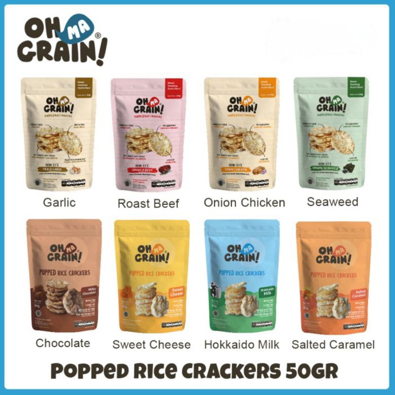 

Oh ma grain! popped rice crackers / snack cemilan keripik beras 50gr