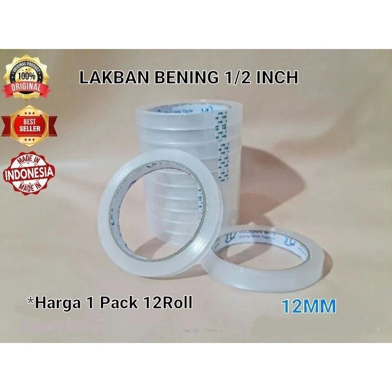 

1pcs Lakban Bening 1/2inc 72yard