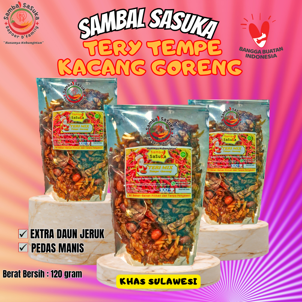 

Sambal Goreng Sasuka Teri Kacang Ubi Tempe 120gr/Gurih Nikmat/Makanan dan Camilan/Khas Sulawesi