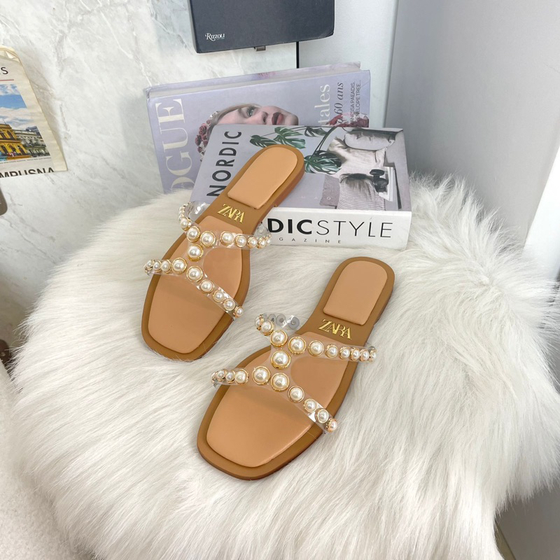 Pearl sandals by Zara import high quality fashion shoes sandal permata wanita sandal pesta casual da