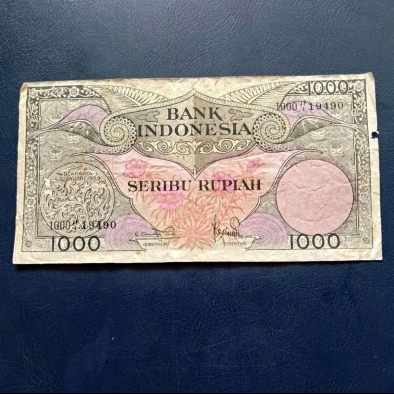 Uang Kuno 1000 Rupiah Bunga 1959 Murah