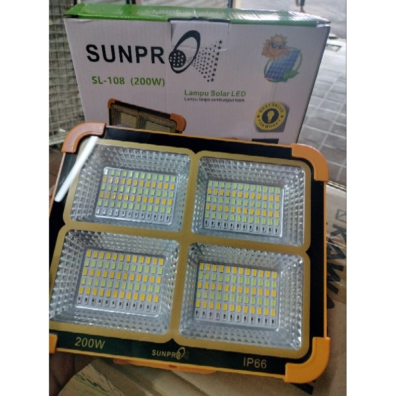 Lampu emergency tenaga Matahari solar panel sunpro 200 watt sl 108 super terang ip66