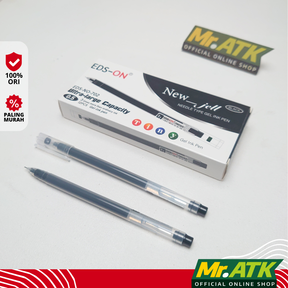 

PULPEN EDS-ON NEW JELL/GEL 0.5 MM NO 702 WARNA HITAM - BALLPOINT PEN PENA BOLPOIN SATUAN / 1 PCS