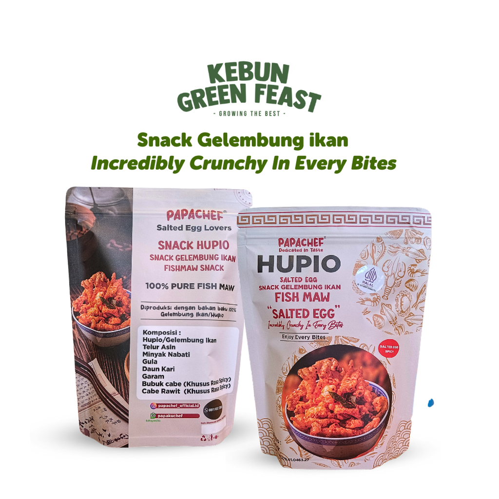 

Hupio Salted Egg Spicy & Non Spicy - Snack Gelembung Ikan - Papachef