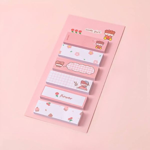 

Sticky Notes Lucu 6IN1 Tempelan Kertas Catatan 120 Lembar Notes Kertas Tempel Karakter Bear Frog Girl Pembatas Buku Cute Imut