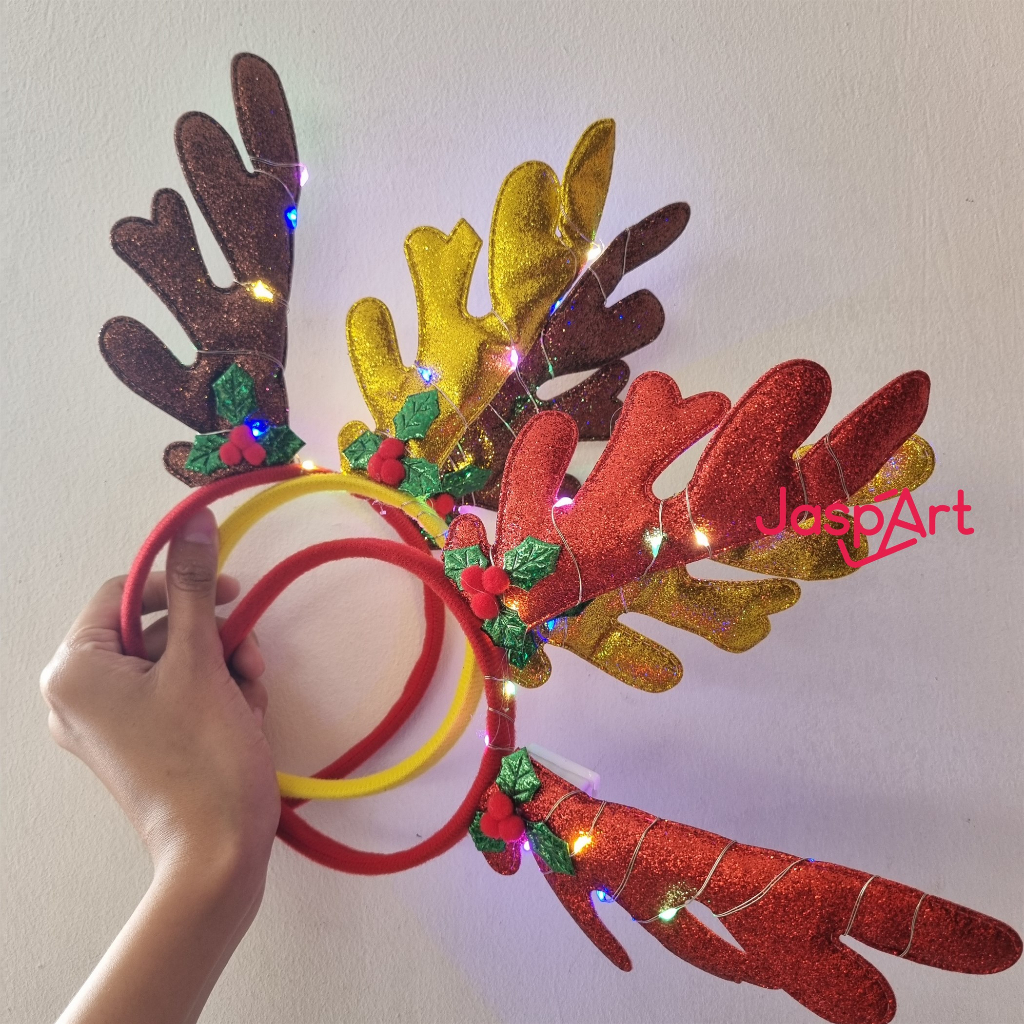 Bando natal merry christmas + Bando natal LED + bando tanduk rusa + bando santa + bando santa claus 