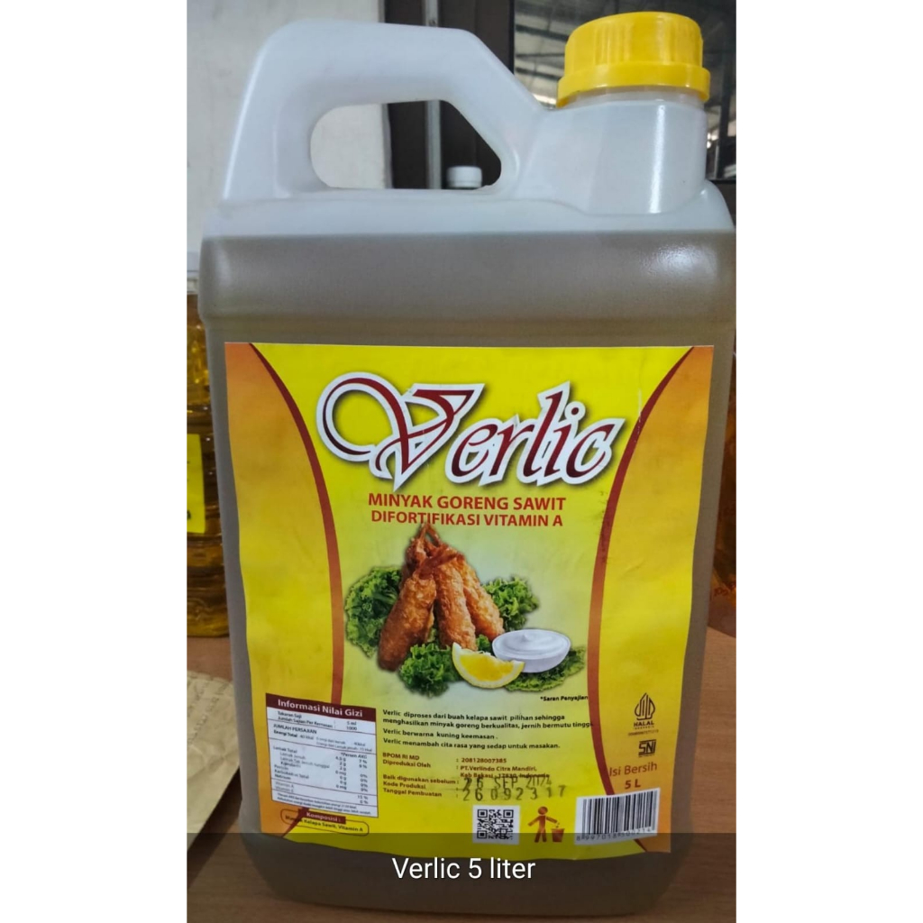 Minyak goreng Verlic jerigen 5 liter (1 dus isi 4 jerigen)