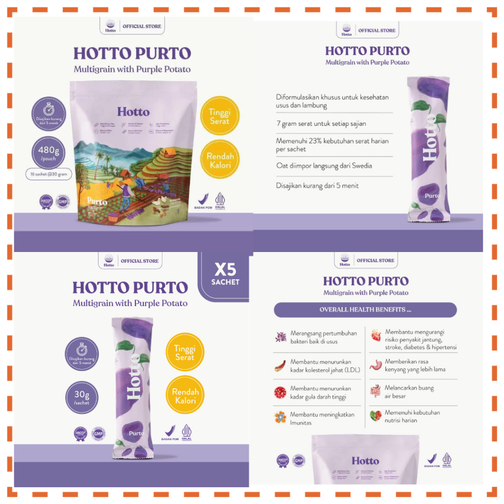 

Hotto Purto Multigrain with Purple Potato 1 Pouch isi 16sachet ubi ungu