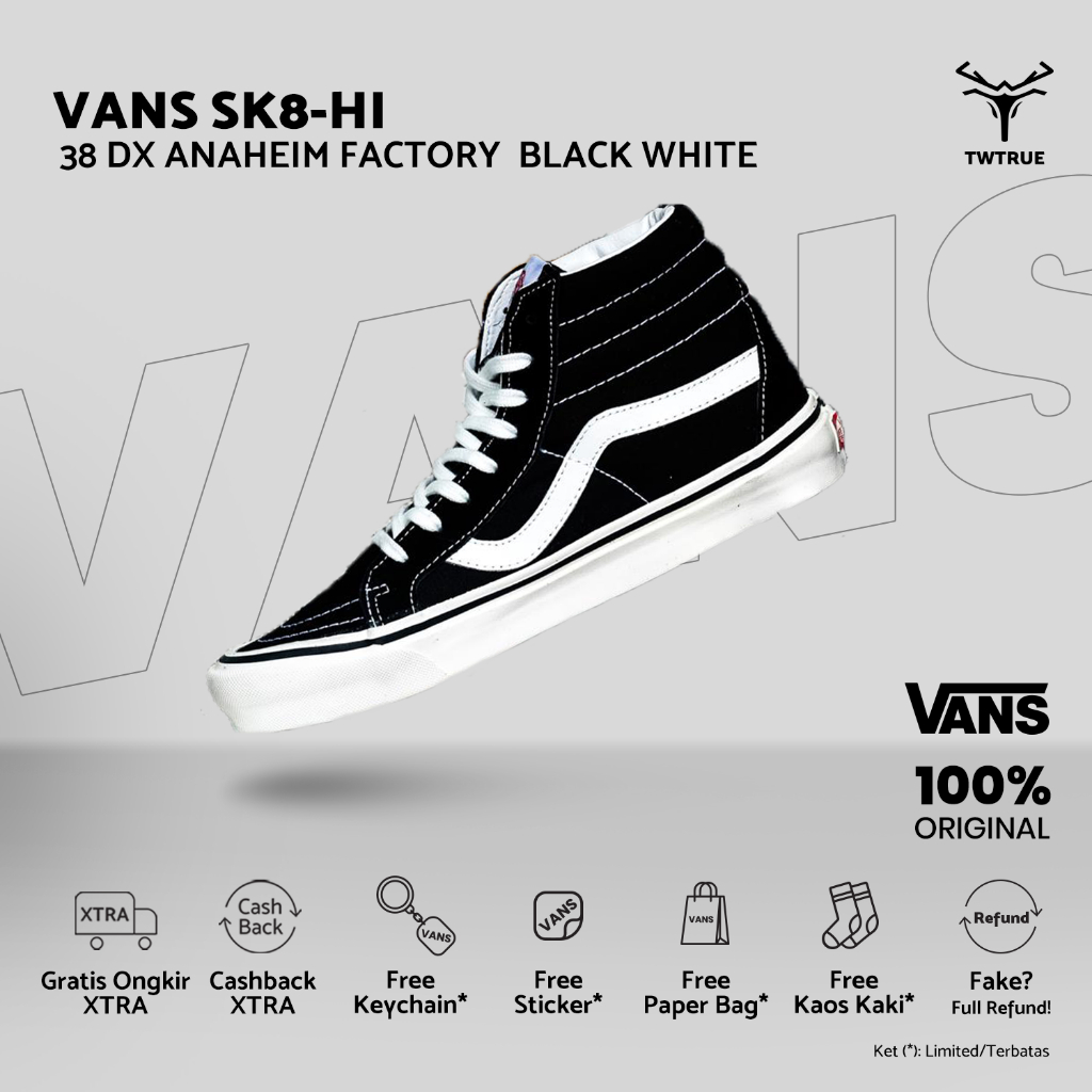 Sepatu Vαns | Vαns Sk8 Hi 38 DX Anaheim Factory Black White | Vαns | Vαns Sk8 Hi | Original