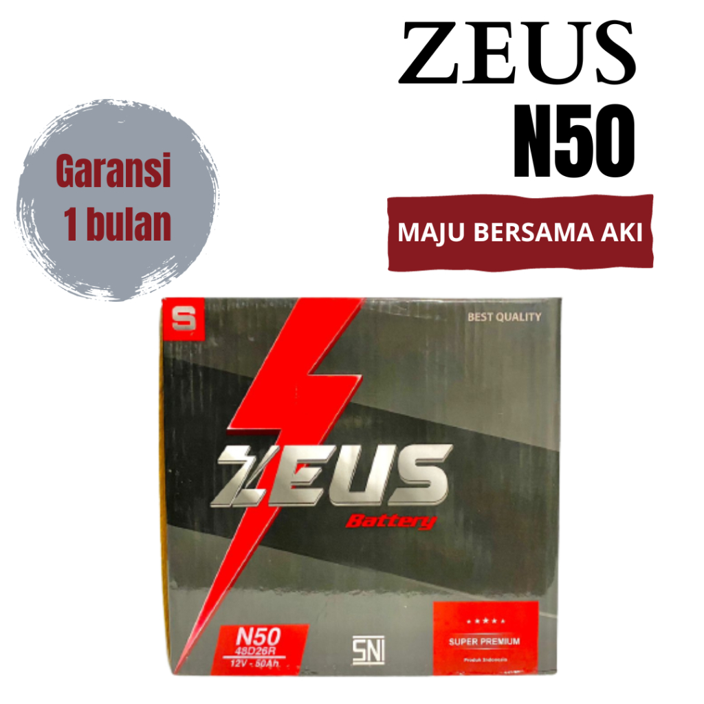 Aki Mobil N50 -Zeus Super Power Aki Basah