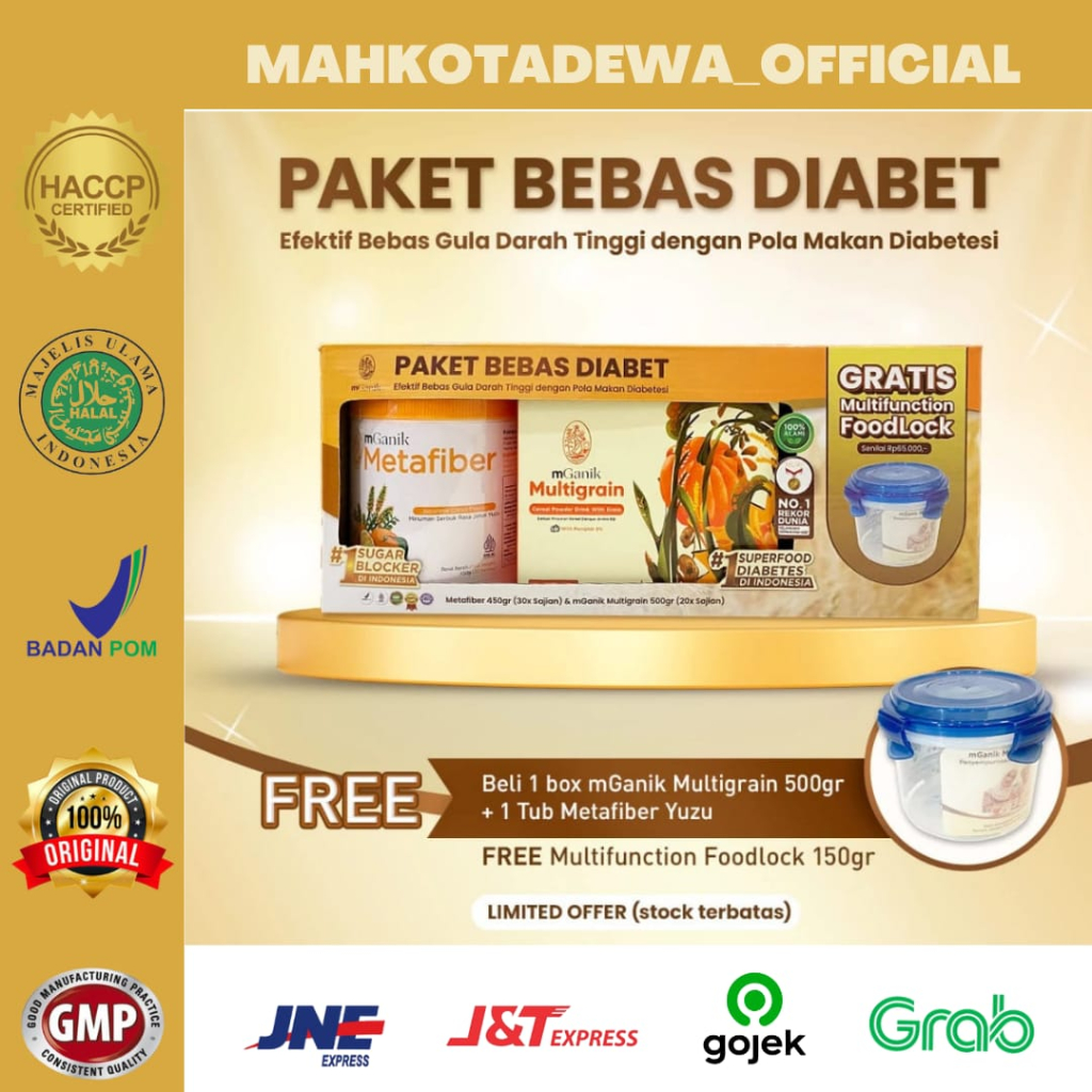 

PAKET BEBAS DIABET (PBD) MGANIK MULTIGRAIN 500GR DAN METAFIBER JURUK YUZU 450GR BPOM, MUI HALAL