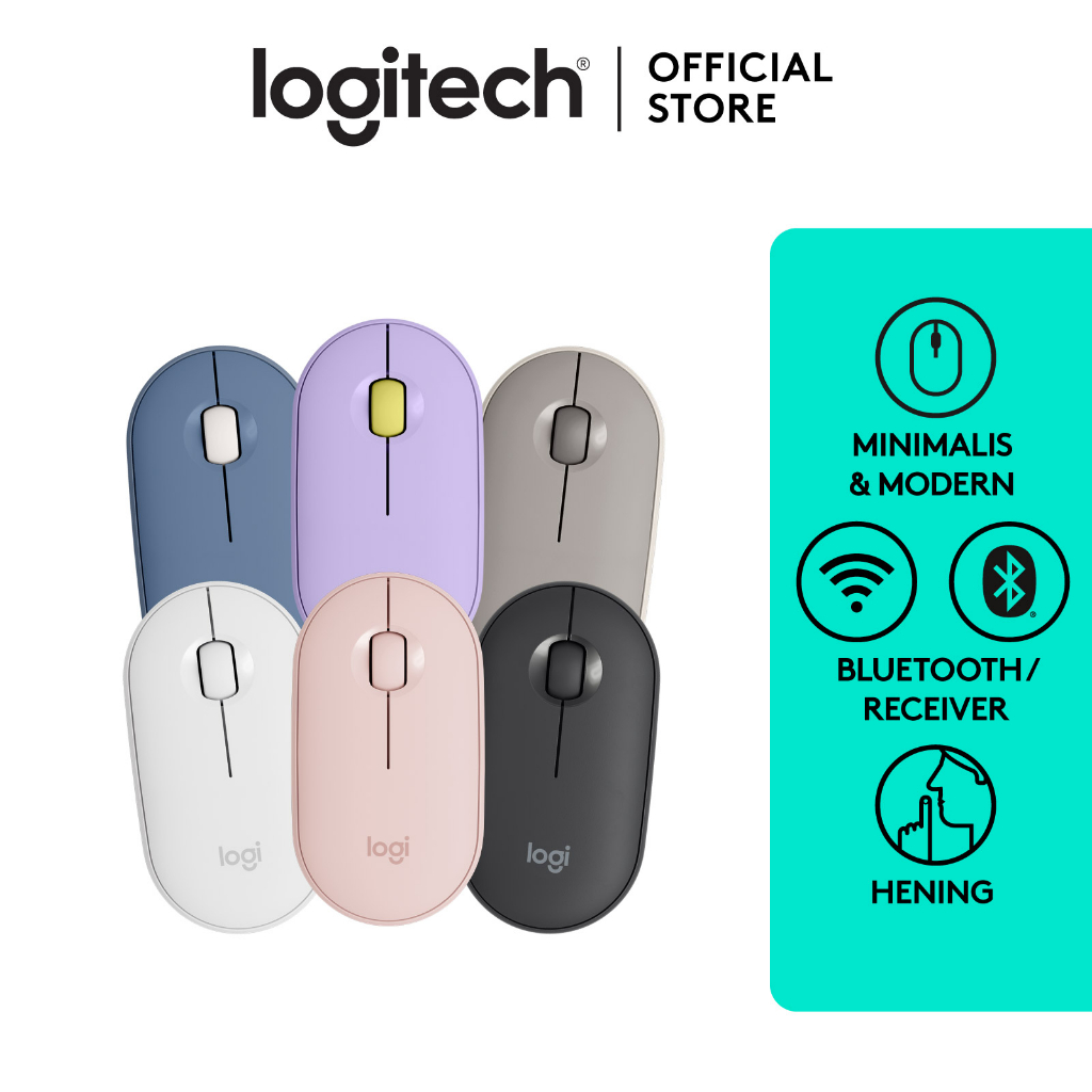 Foto Logitech Pebble M350 Mouse Wireless Bluetooth untuk Windows, Mac, Chrome OS, Android, iOS, Slim, Silent