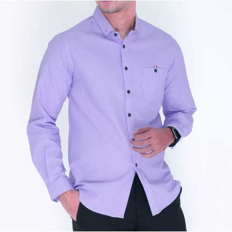 BAJU KEMEJA POLOS KERJA PRIA LILAC LENGAN PANJANG DAN PENDEK // KEMEJA KANTOR PRIA LILAC BAHAN KATUN